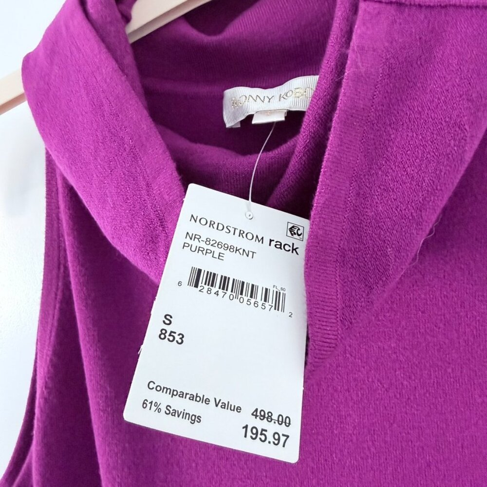 NWT Ronny Kobo Mockneck Sweater Dress, Violet, S - Picture 9 of 10